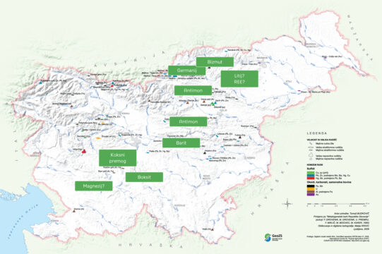 Kje so možna najdišča kritičnih surovin pri nas (Vir: Geološki zavod Slovenije)